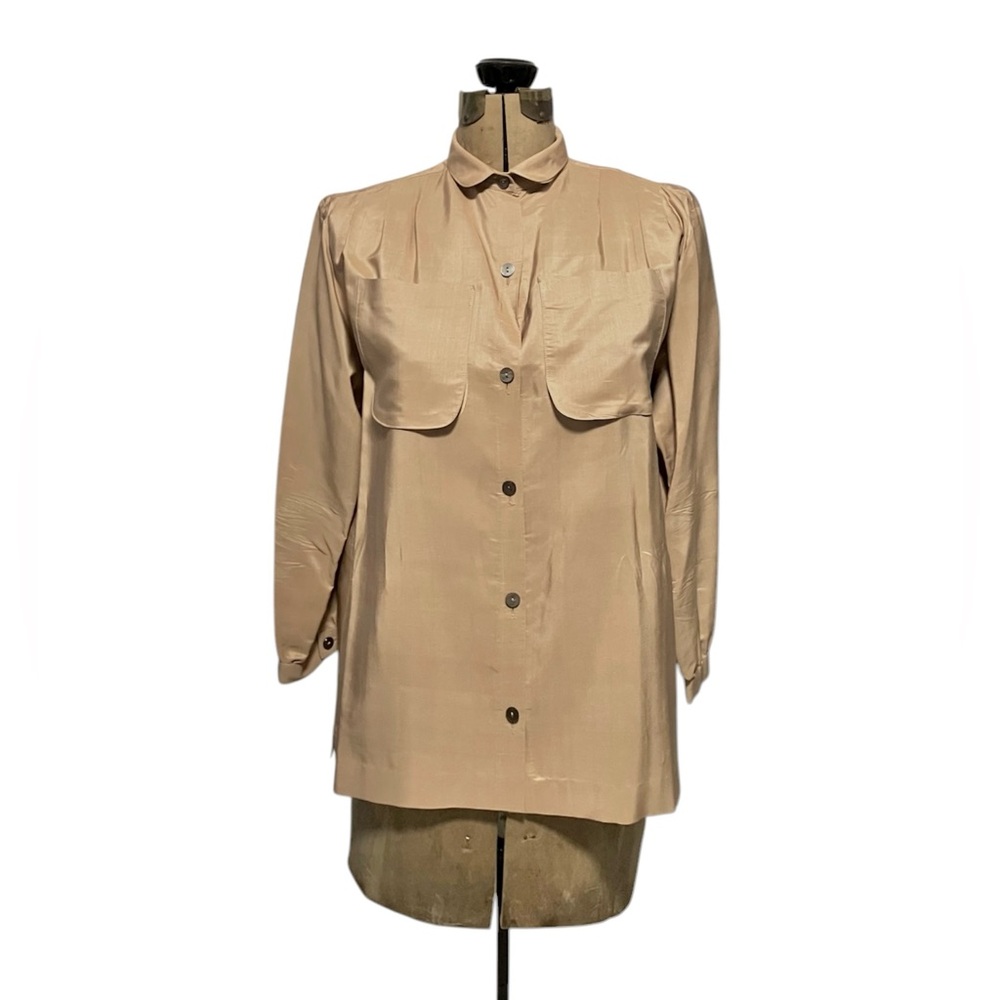 Stunning Vintage Benny Ong London Beige 100% Silk Blouse
